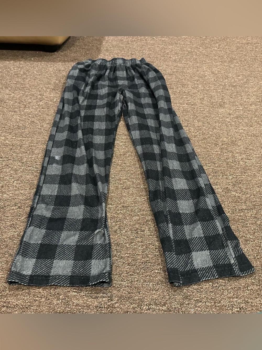 EUC Men's M Cozy Plaid Fleece Lounge Pants - Black Gray